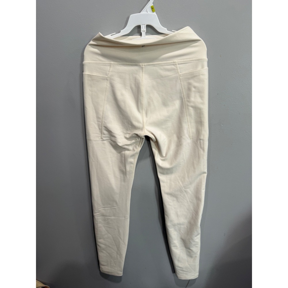 Peloton Womens High Waisted Activewear Leggings with Pockets Cream Off-White‎ S